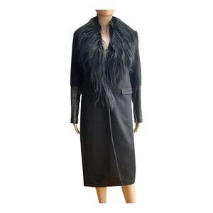 Rag & Bone Black Scalpel Virgin Wool Leather Goat Fur Coat FW12